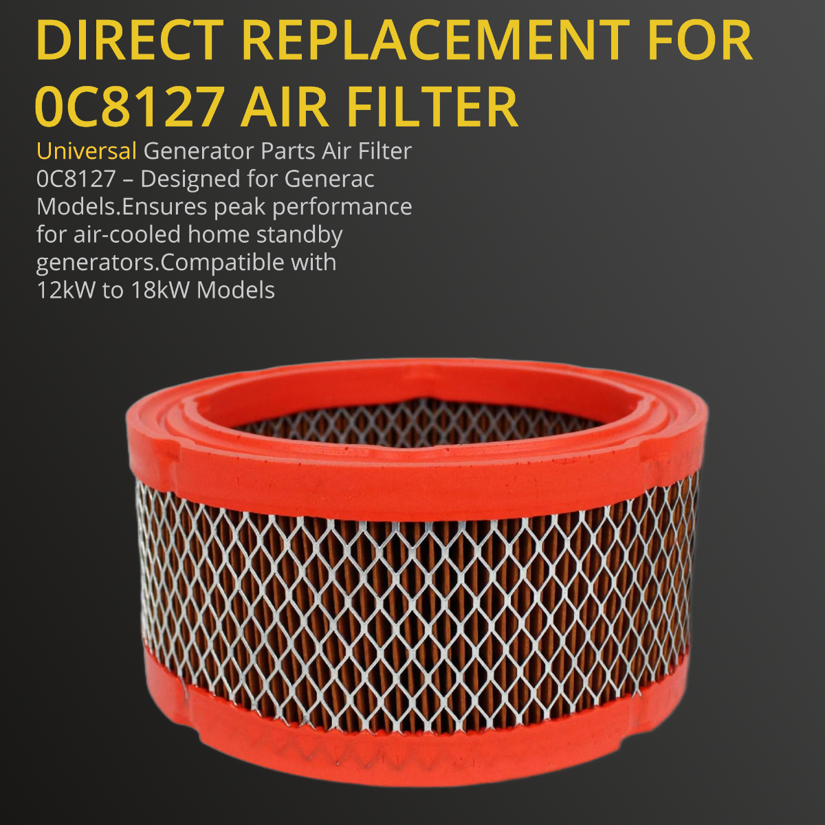 Universal Generator Part- 0c8127 Replacement Air Filter- Compatible 760 Cc & 990 Cc 12-18 Kw Generator Engines- Durable, Reliable Generators Part- Easy Installation & Long-Term Performance - Image 6