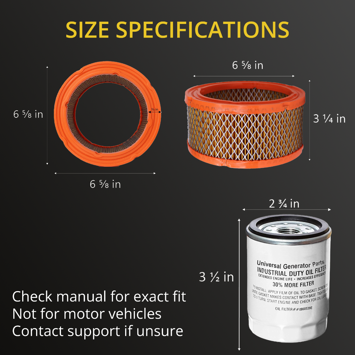 Universal Generator Parts Replacement Kit -070185E Oil Filter 070185ES - Universal Generator Parts 0C8127 Air Filter & Oil Filter Set for Improved Engine Performance and Protection.7kw-18kw - Image 8