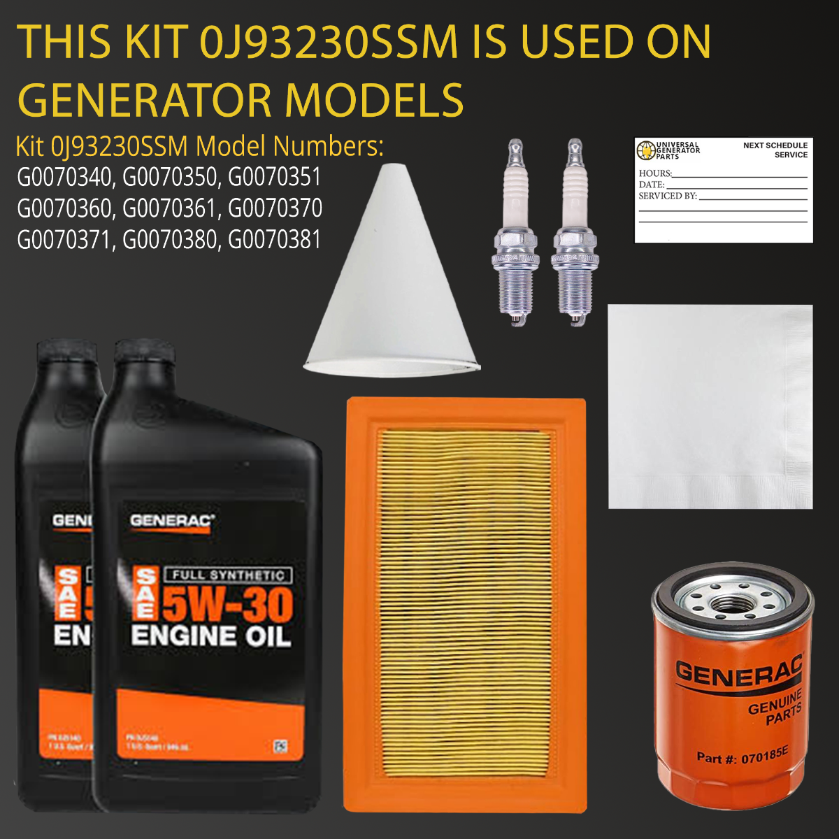 Universal Generator Part-0j93230SSM Replacement Kit-Compatible 10kw26Kw Sm 999 Generators- Easy Installation & Long Lasting Performance Reliable Backup Generator Service Kit - Image 10