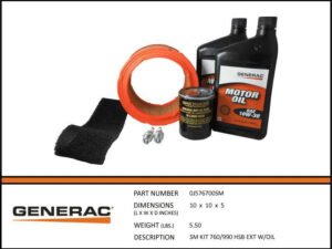 Generac 0J576700SM Maintenance Kit 760/990cc 12-18kW HSB Generators with 10W-30 Oil