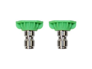 Universal Generator Part- Pressure Washer Spray Nozzle Tips (25 Degrees)- High Pressure, Stainless Steel, Fits Most Gas & Electric Power Washers - (2 Pack) Green
