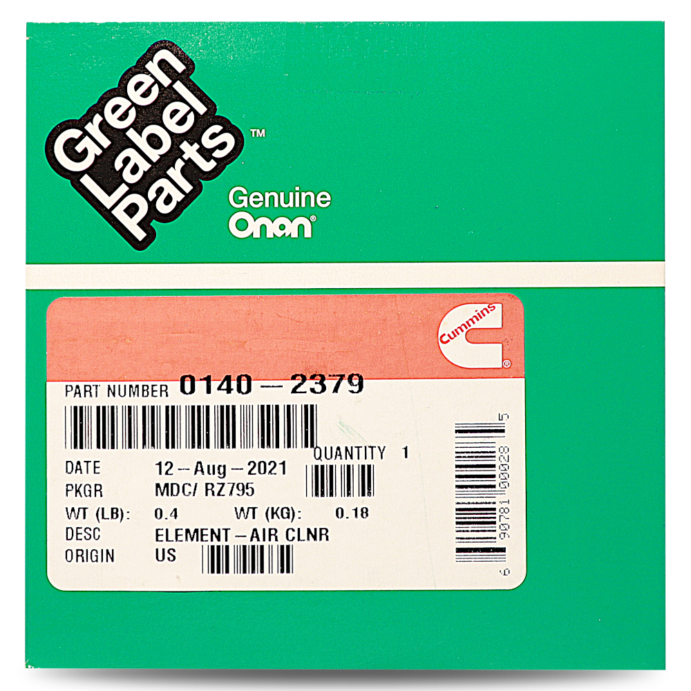 Cummins Onan Replacement Air Filter 0140-2379 for RV Trailer Camper Generators Fits BGE, BGEL, NHE, NHEL Models Durable Green Label Part Easy Install Long-Term, Reliable Performance - Image 3