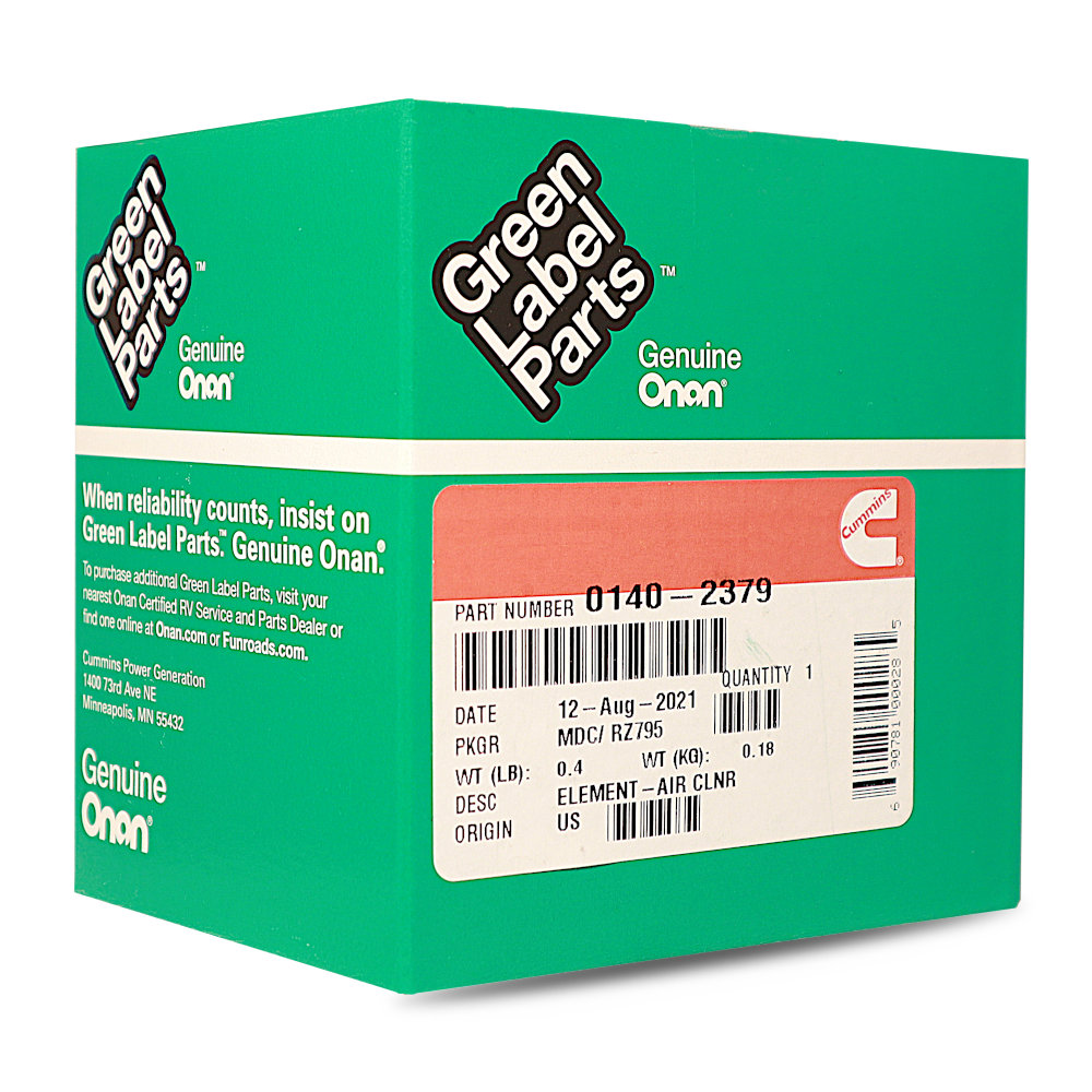 Cummins Onan Replacement Air Filter 0140-2379 for RV Trailer Camper Generators Fits BGE, BGEL, NHE, NHEL Models Durable Green Label Part Easy Install Long-Term, Reliable Performance - Image 5