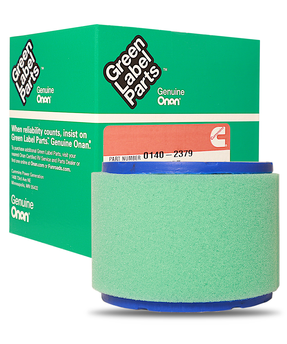 Cummins Onan Replacement Air Filter 0140-2379 for RV Trailer Camper Generators Fits BGE, BGEL, NHE, NHEL Models Durable Green Label Part Easy Install Long-Term, Reliable Performance