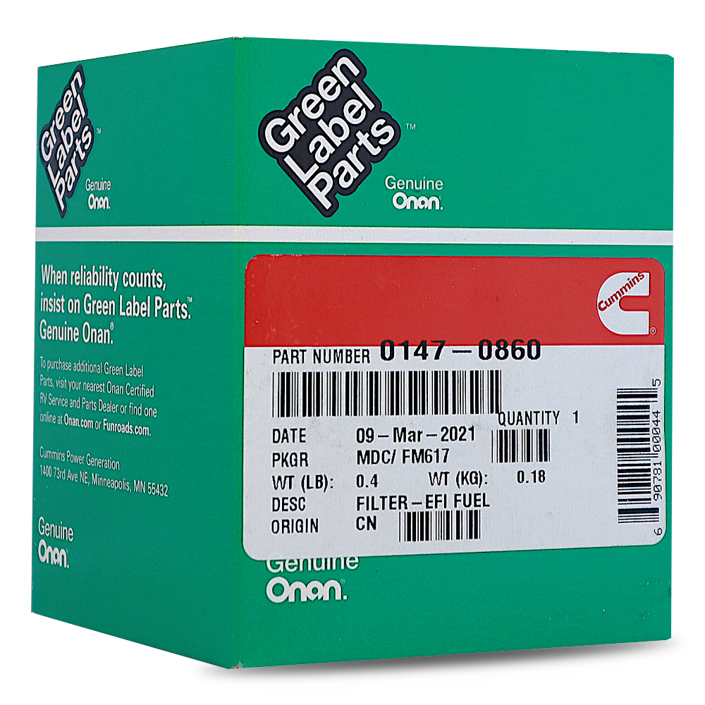 Cummins Onan Replacement Fuel Filter 147-0860-Compatible EFI and HGJAA Generator Models- Durable Green Label Part Easy Install Long-Term, Reliable Performance- Genuine Green Label Parts - Image 5