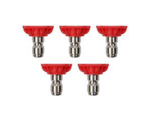 Universal Generator Part - Pressure Washer Spray Nozzle Tips - (0Â°) Degree High-Pressure Nozzles for Power Washers & Cleaning - long term performance â Models 004360 EV and 0063210 (5-Pack) Red