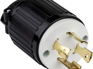 Universal Generator Part 30 Amp 125/250 Volt Locking Plug, NEMA L14-30P, 3 Pole 4 Wire, Industrial Grade Grounding Connector, Black/White â L14-30P Plug