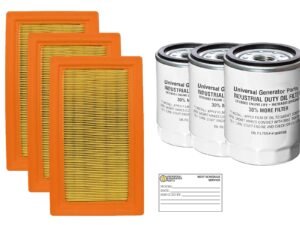 Universal- Generator Parts Replacement Air and Oil Filter Sets- Air Filter 0J8478S and Oil Filter V-Twin 990CC and 999CC engine.14-22KW 070185E/070185D-Durable and Long Term Performance- (3 Pack)