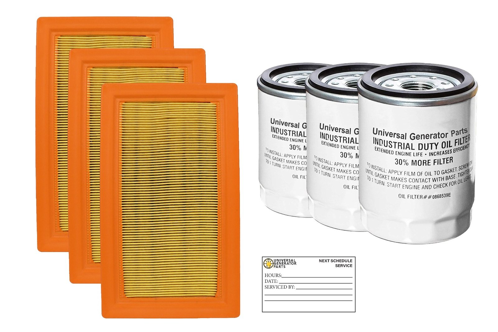 Universal- Generator Parts Replacement Air and Oil Filter Sets- Air Filter 0J8478S and Oil Filter V-Twin 990CC and 999CC engine.14-22KW 070185E/070185D-Durable and Long Term Performance- (3 Pack)