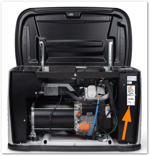 How to Find Your Generac Generator Model & Serial Number 1 Generac standby generator with service cover open showing model number plate location